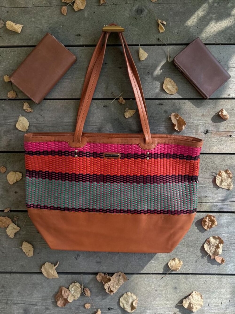 REBECCA MINKOFF Multicolor Leather Large Striped Shoulder Tote Bag